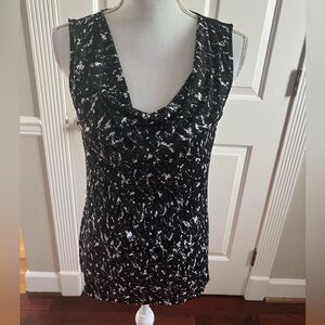 🔥🔥89TH & MADISON Women Sz Small Top Cowl Neck Black White Sleeveless